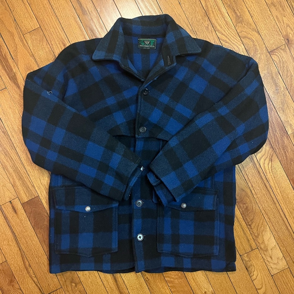 Vintage Black Bear Buffalo Plaid Wool Jacket Union Made Men M Thick Heavy Duty